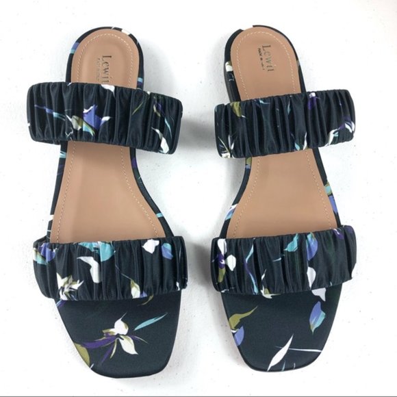 Lewit Elena Rushed Slide Navy Floral Sandals 39.5 - Picture 4 of 9